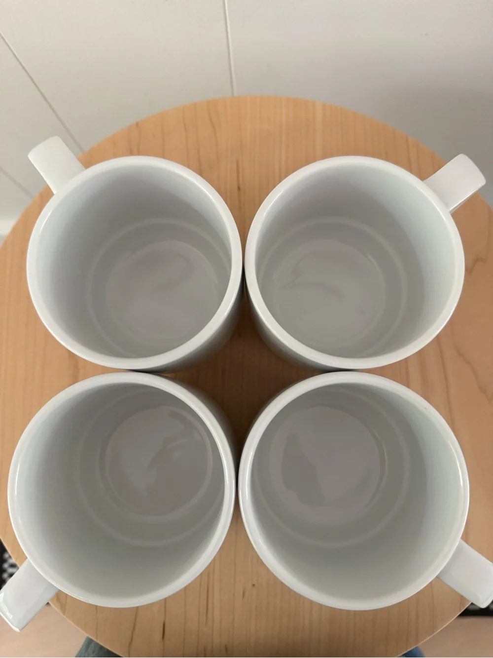 Crate&Barrel Stackable Logan White Ceramic Mugs - Set of 4